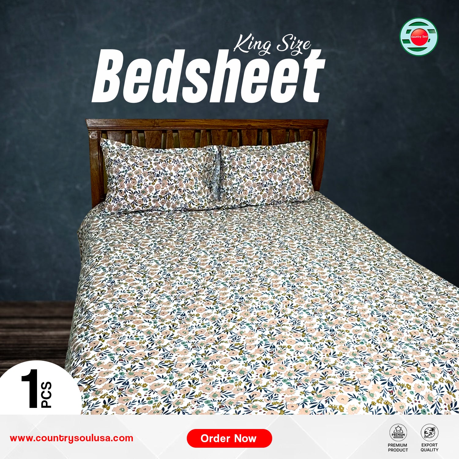 King Size Export Quality Bedsheet With Two Pillow Cover