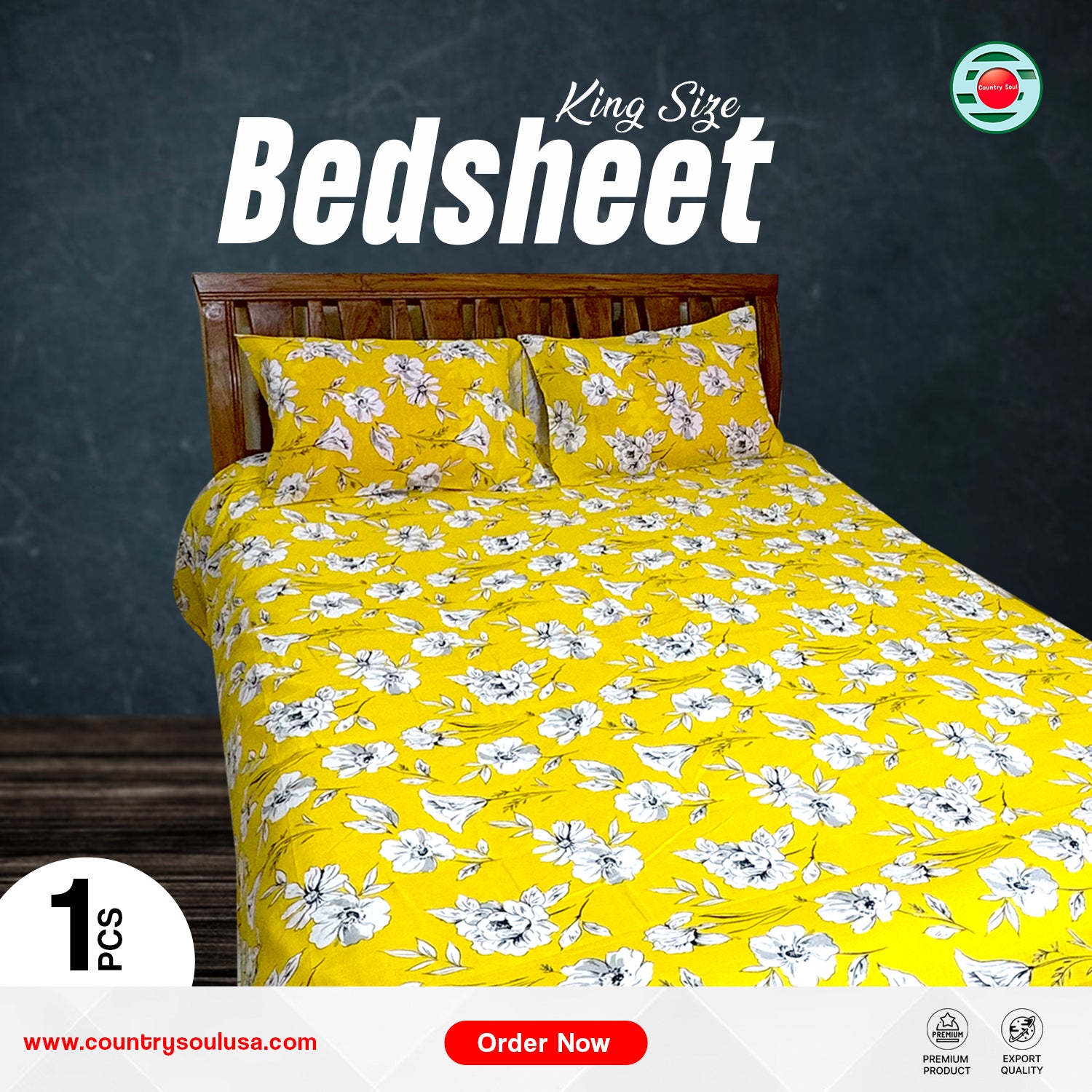 King Size Export Quality Bedsheet With Two Pillow Cover