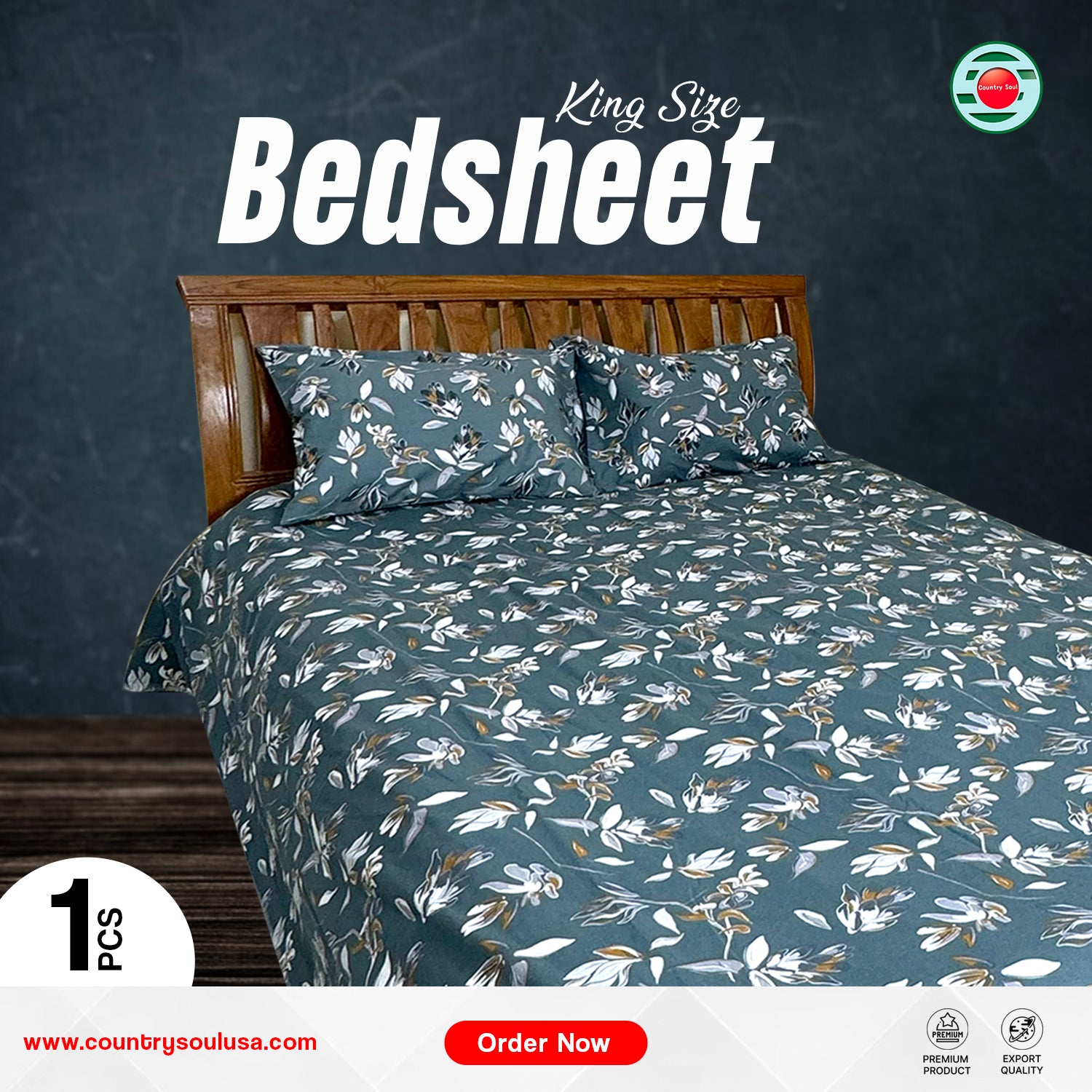 King Size Export Quality Bedsheet With Two Pillow Cover