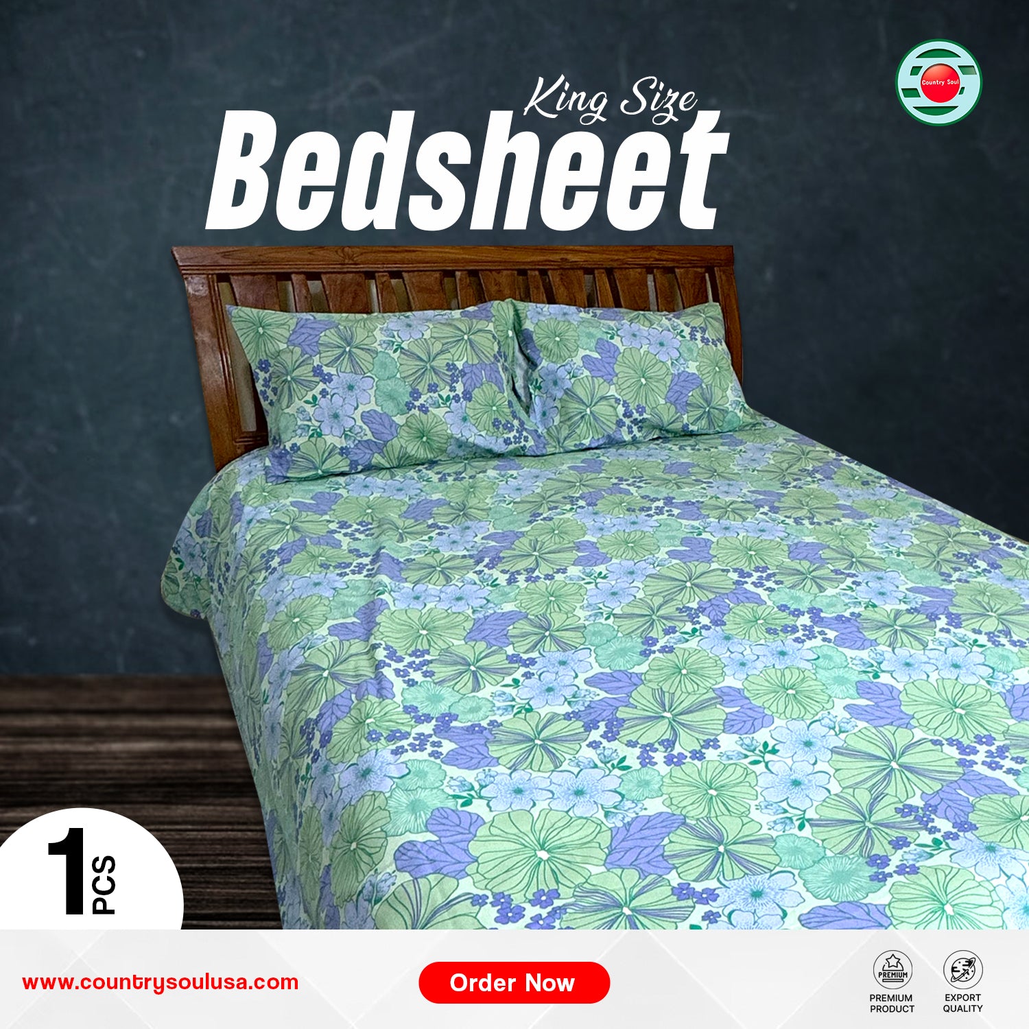 King Size Export Quality Bedsheet With Two Pillow Cover