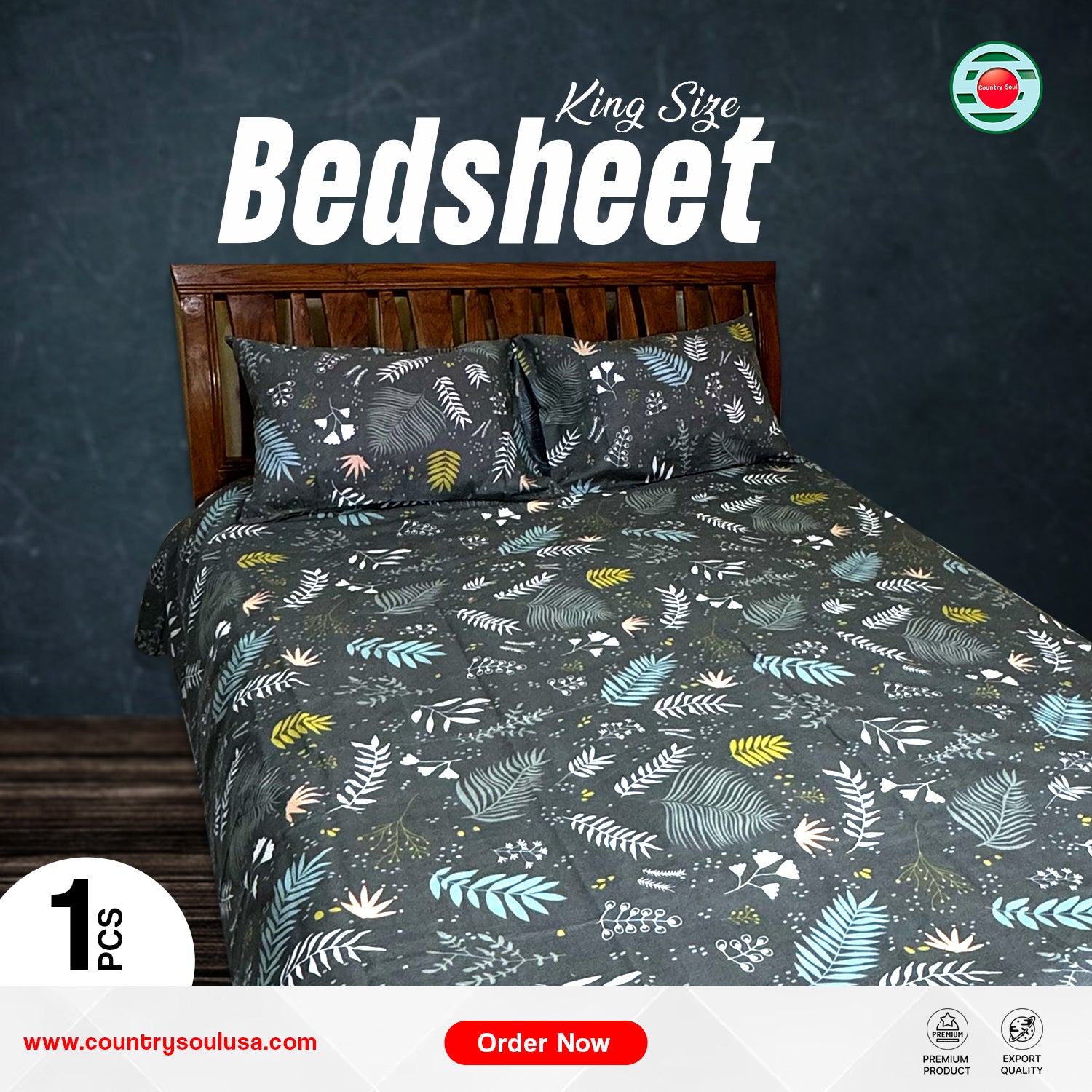 King Size Export Quality Bedsheet With Two Pillow Cover