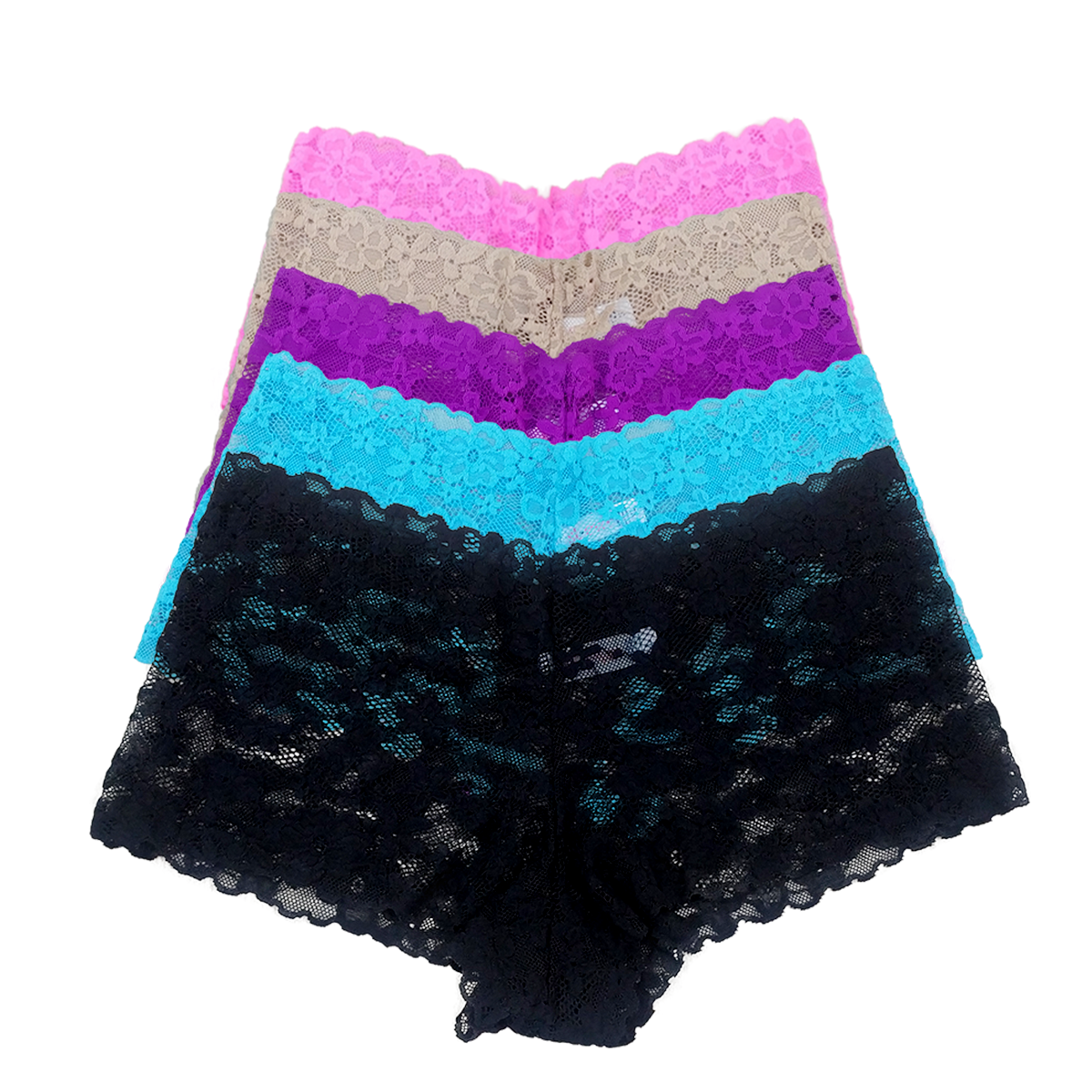 5 Pcs Assorted Multicolor Lace Panty